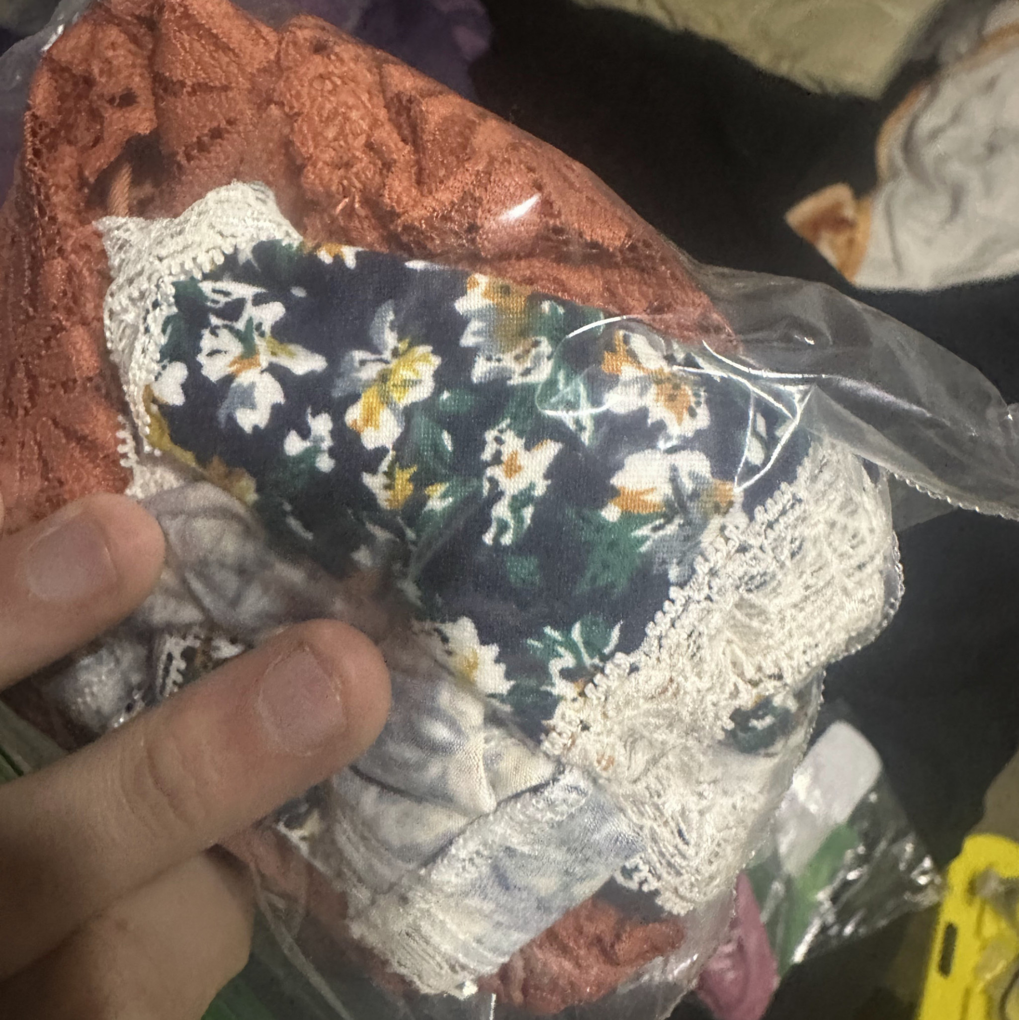 Copper Brown  Bra  and  Floral Panty Polaroid Bundle