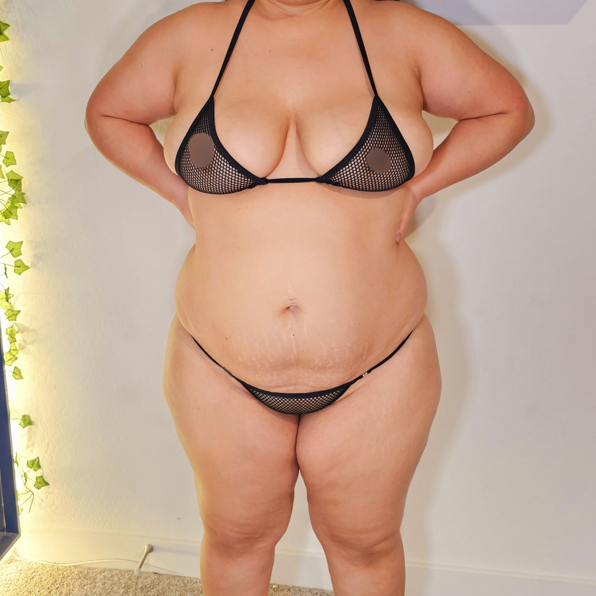 Black mesh thong with top