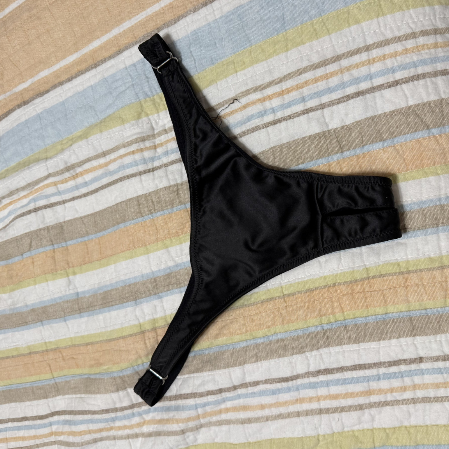 Black crotchless satin panties