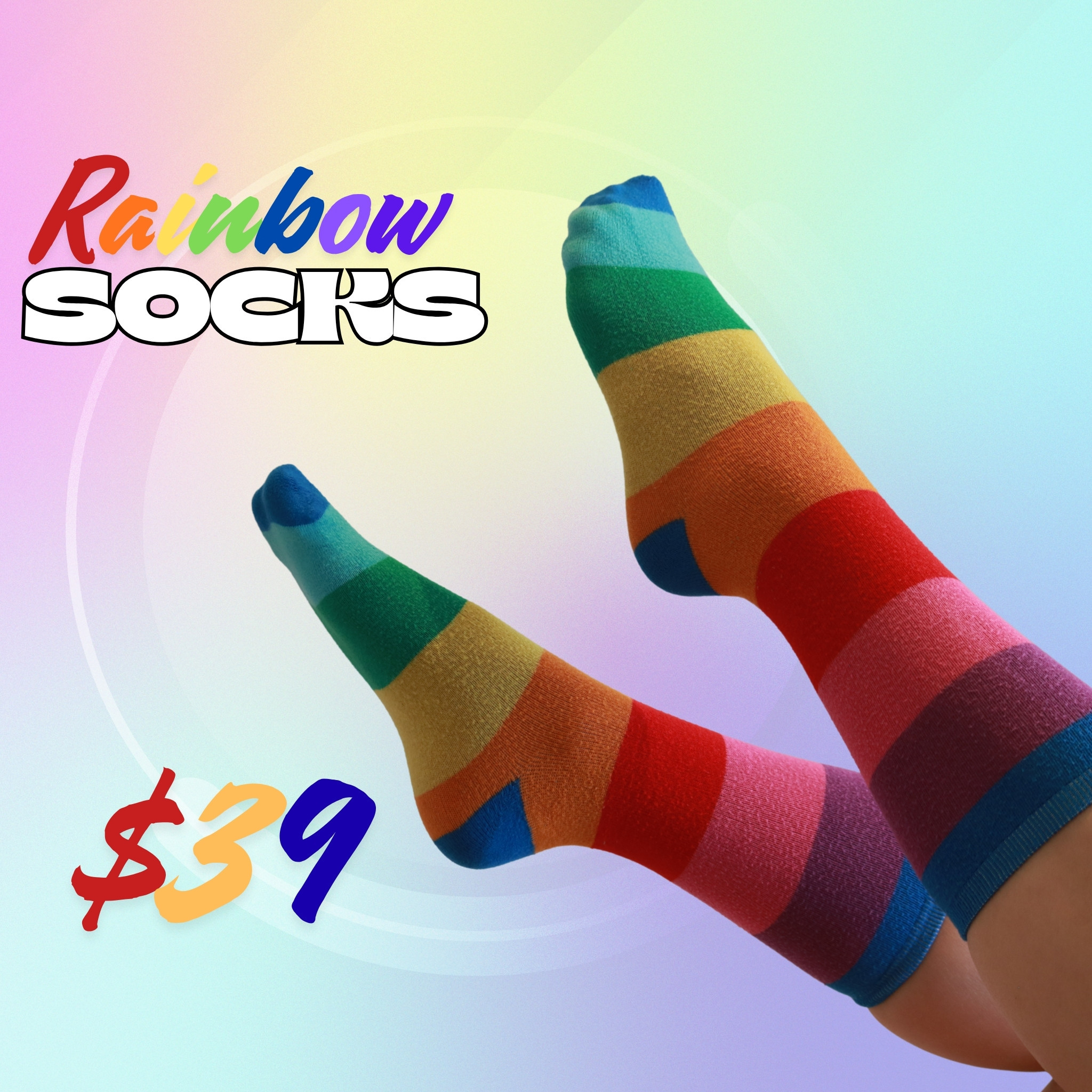 Worn Super Soft Rainbow Socks
