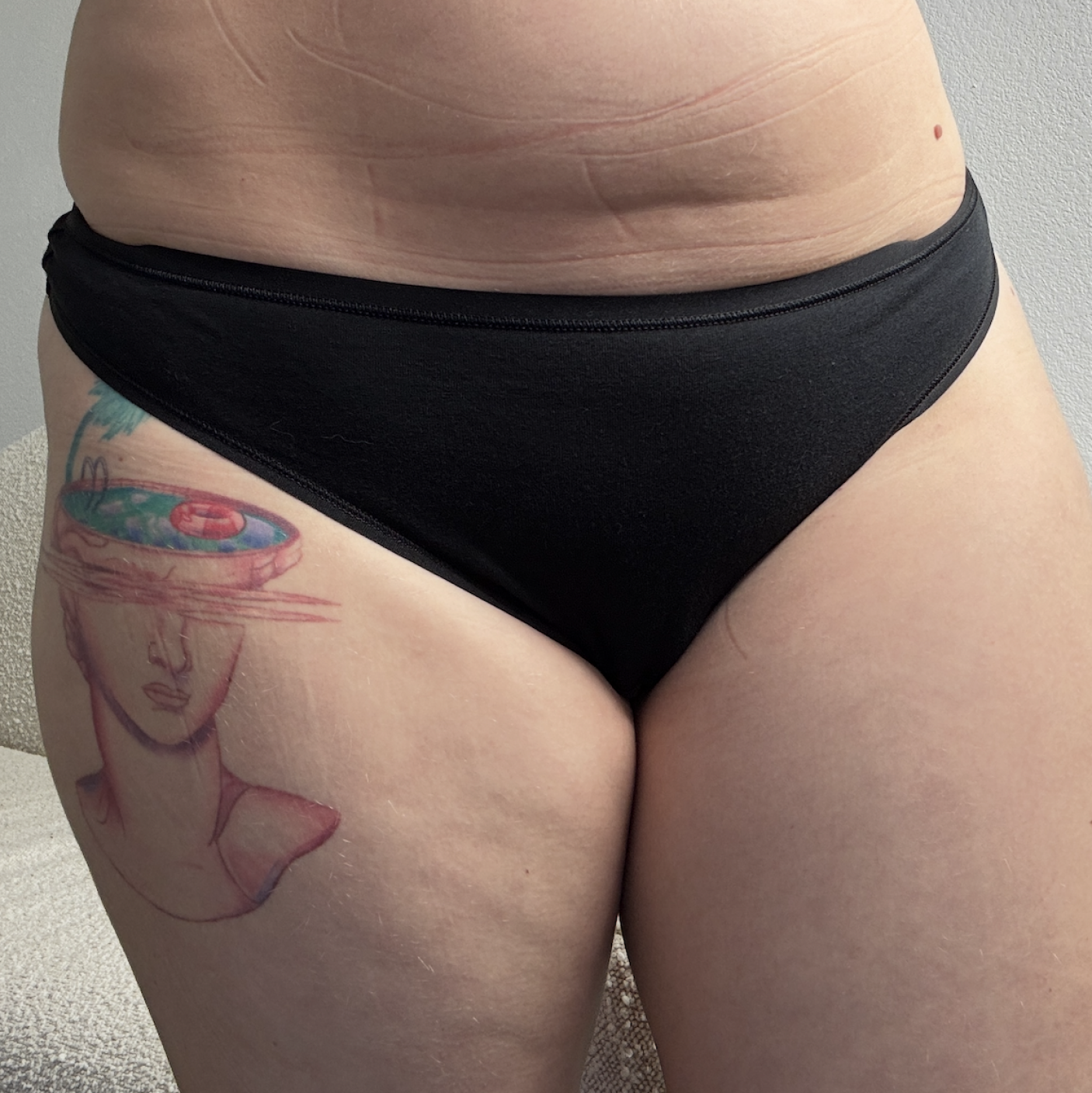 black cotton thong with black gusset