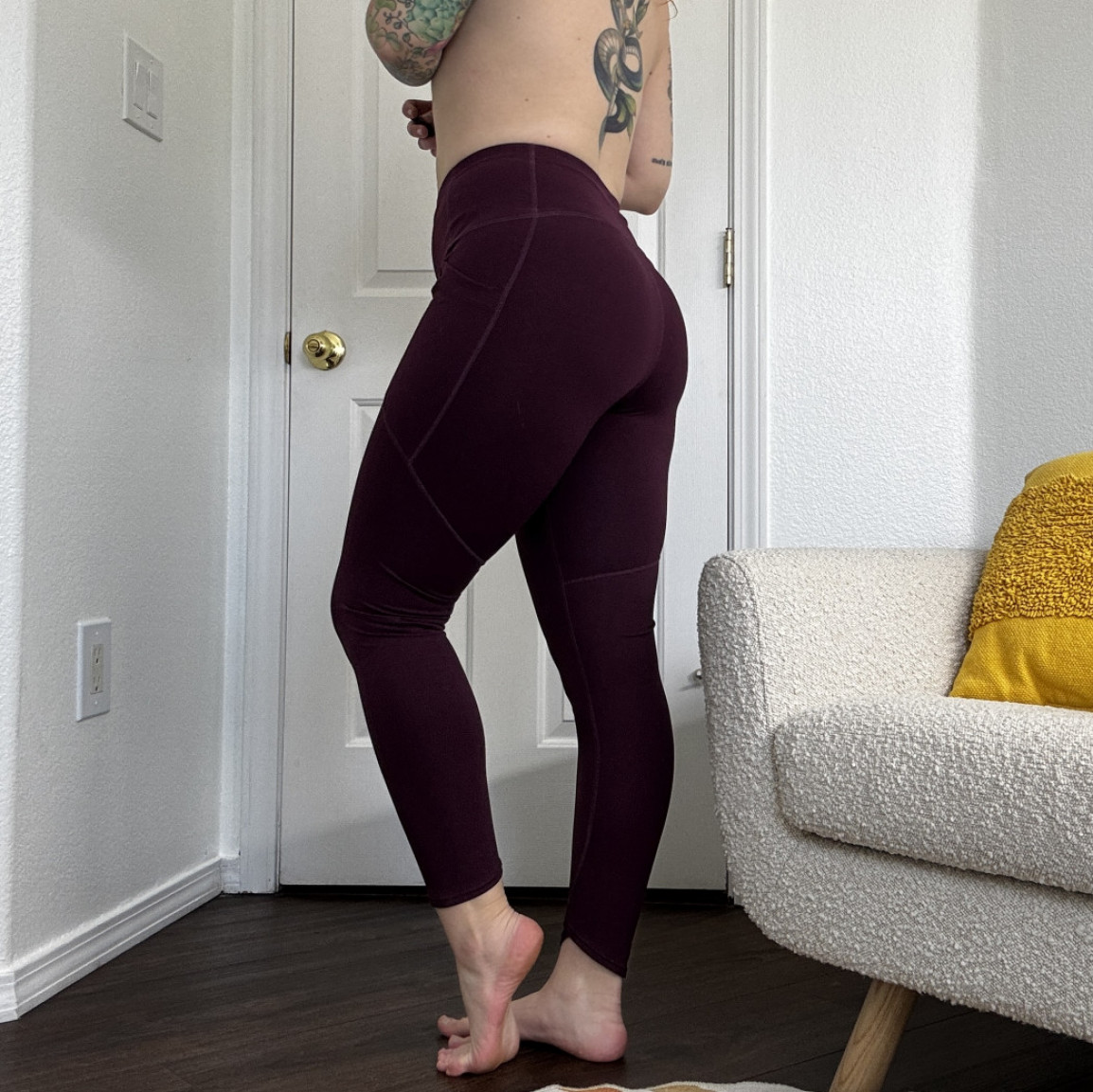 torn crotch worn out workout leggings
