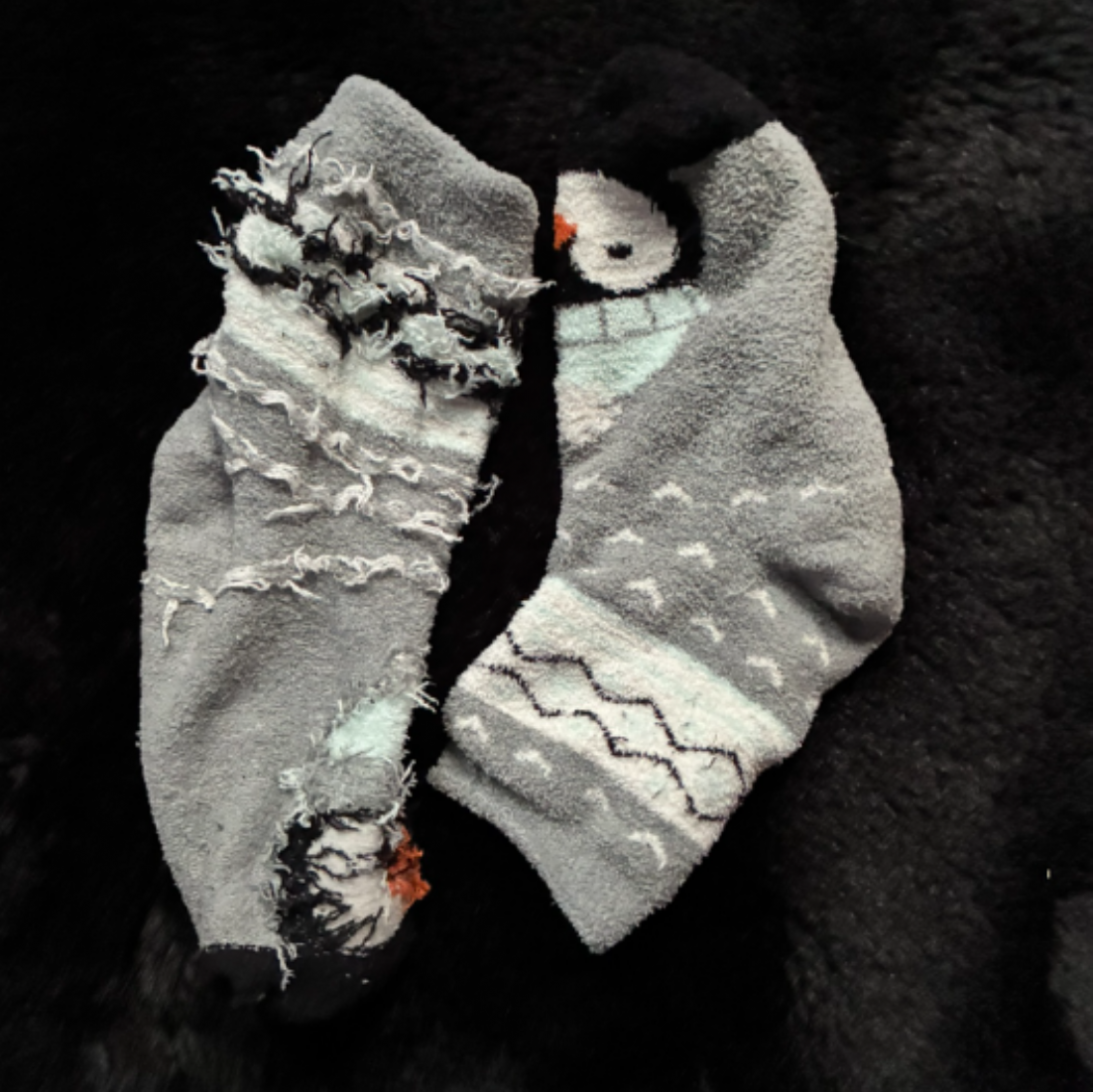 Cute Fuzzy Penguin Socks Size 8