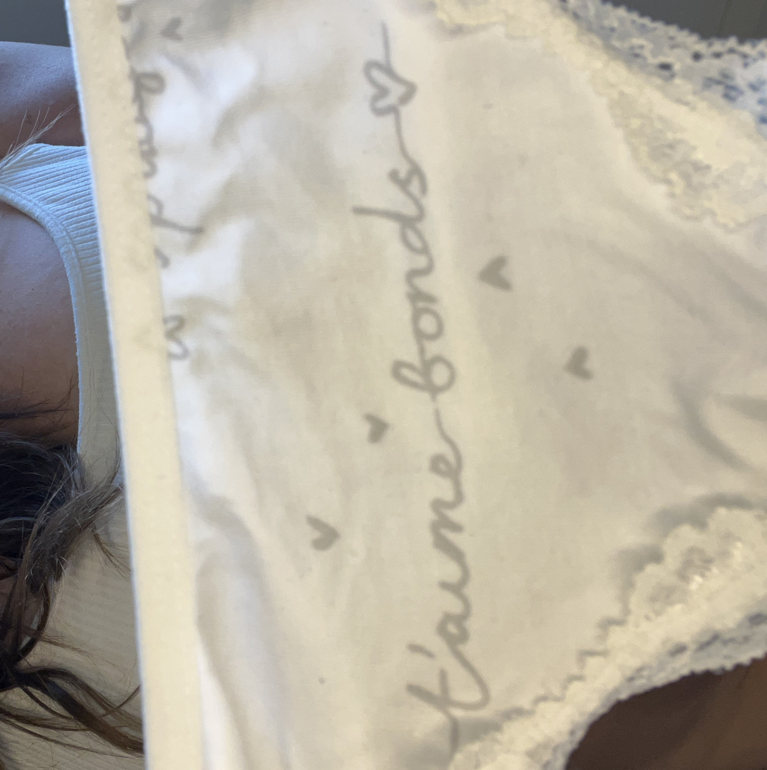 White cotton French thong