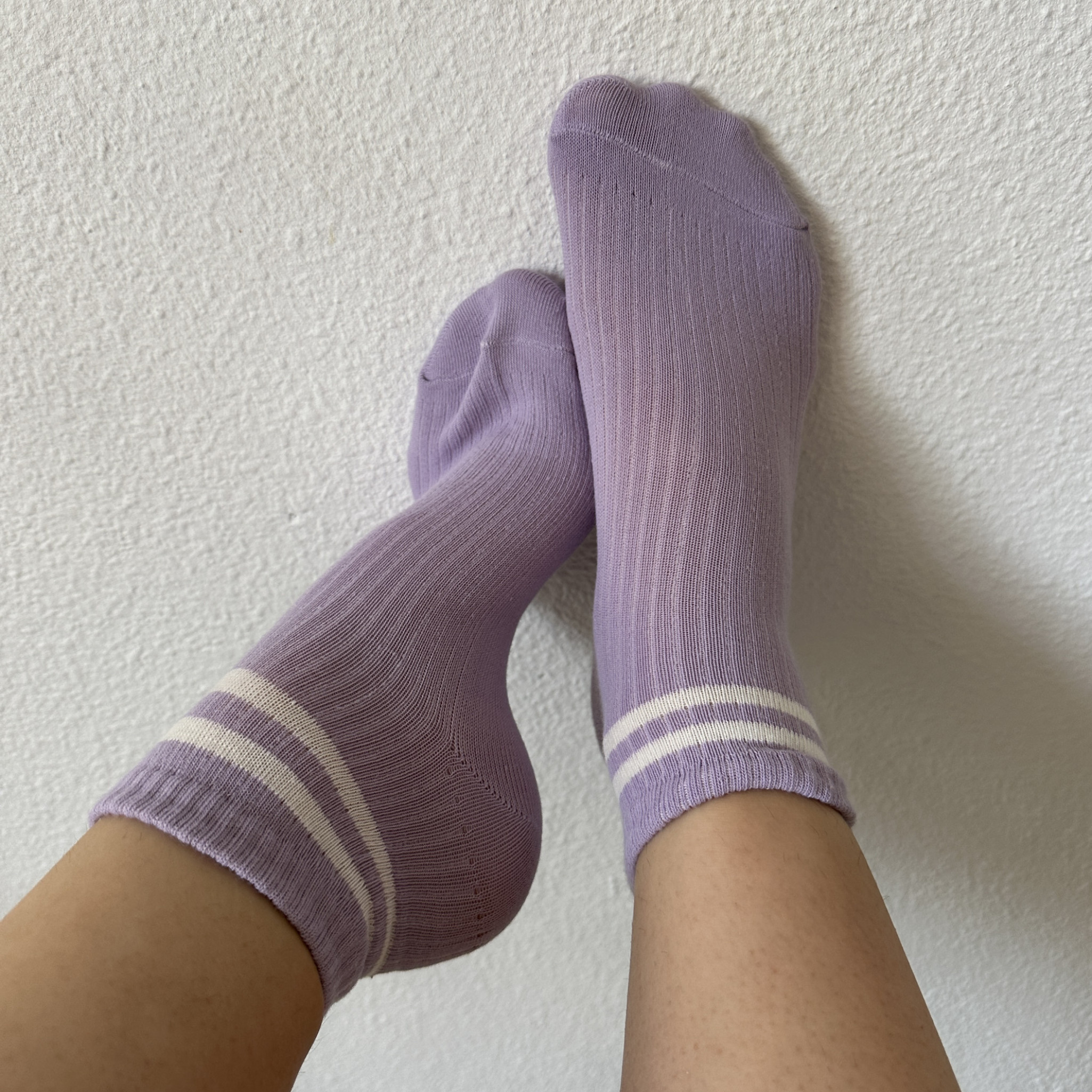 Short Purple Sporty Striped Socks