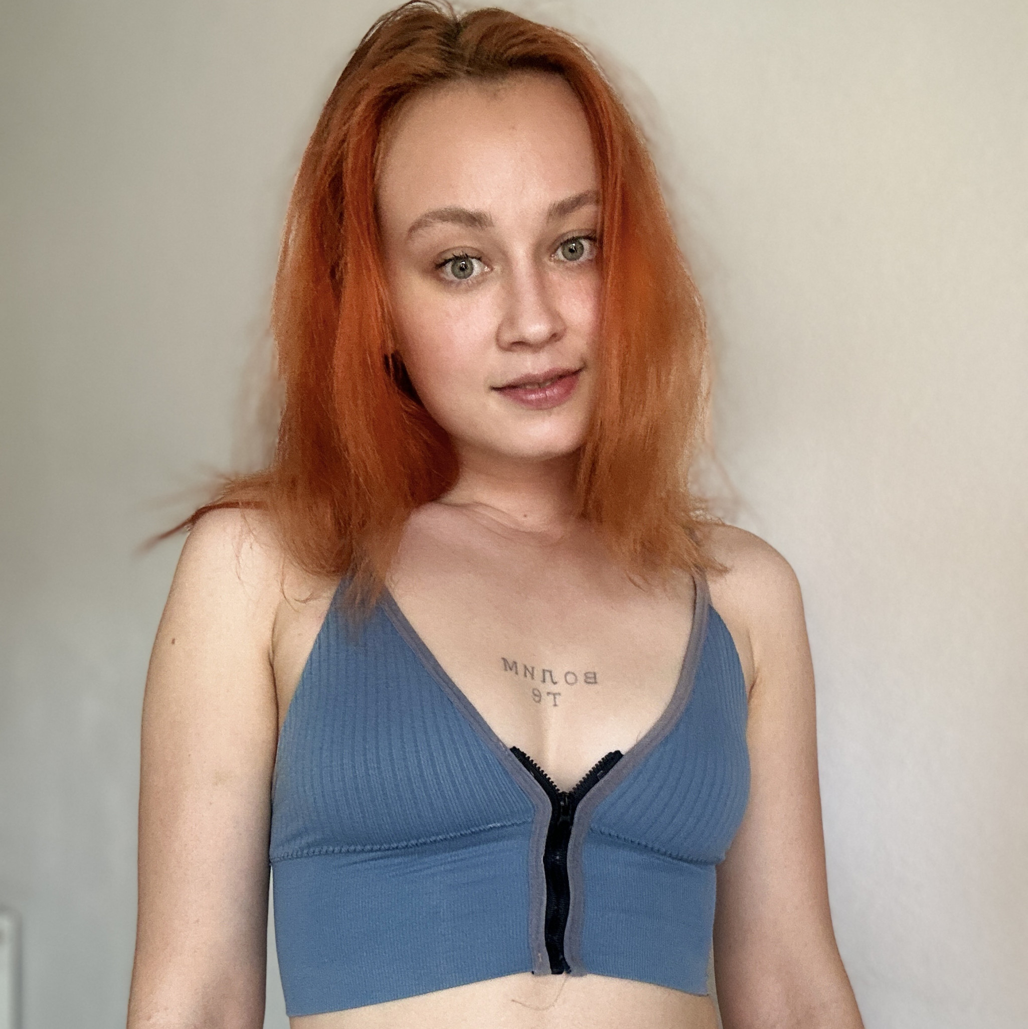 Sporty Blue Bra With Zip