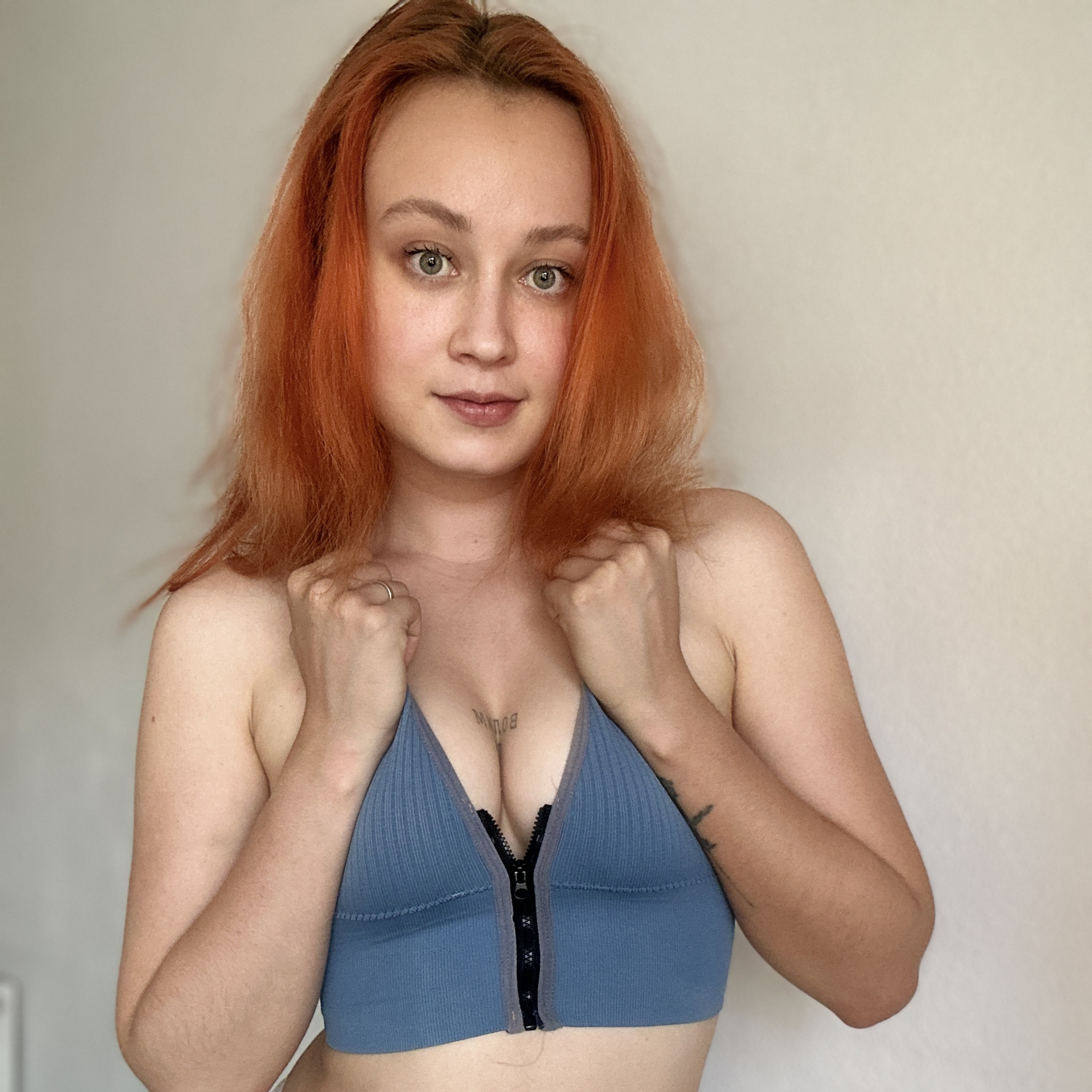 Sporty Blue Bra With Zip