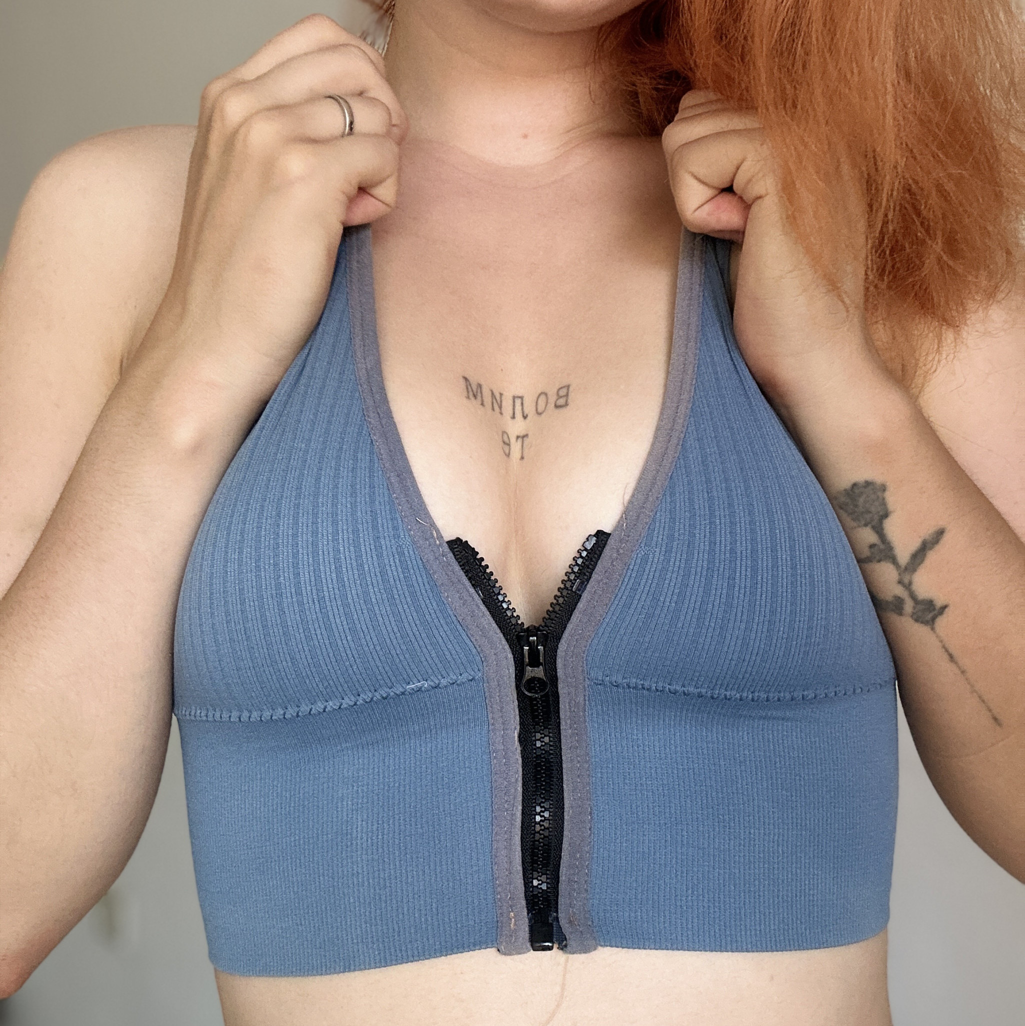 Sporty Blue Bra With Zip